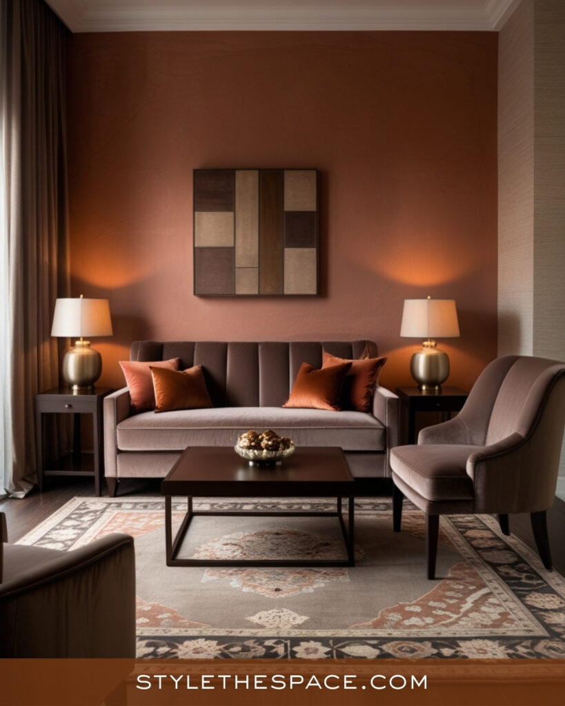 Modern Terracotta Living Room With Warm Neutrals