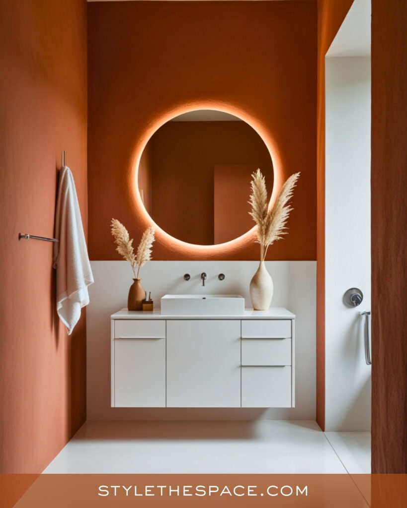 Minimal Terracotta Bathroom With Warm Neutral Accents