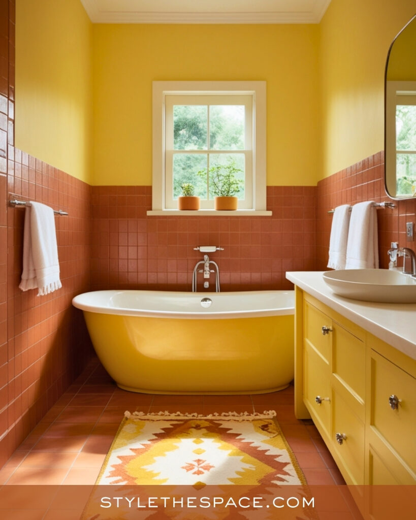Terracotta and Yellow Bathroom With Bright Contrast