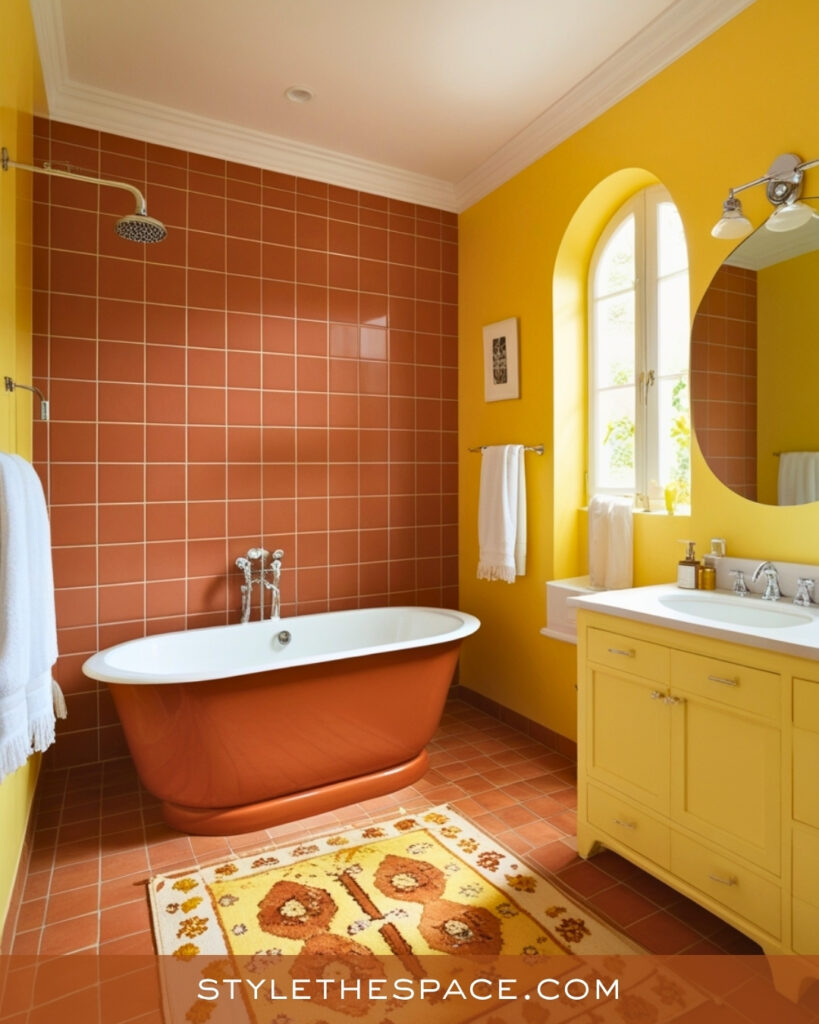 Terracotta and Yellow Bathroom With Bright Contrast