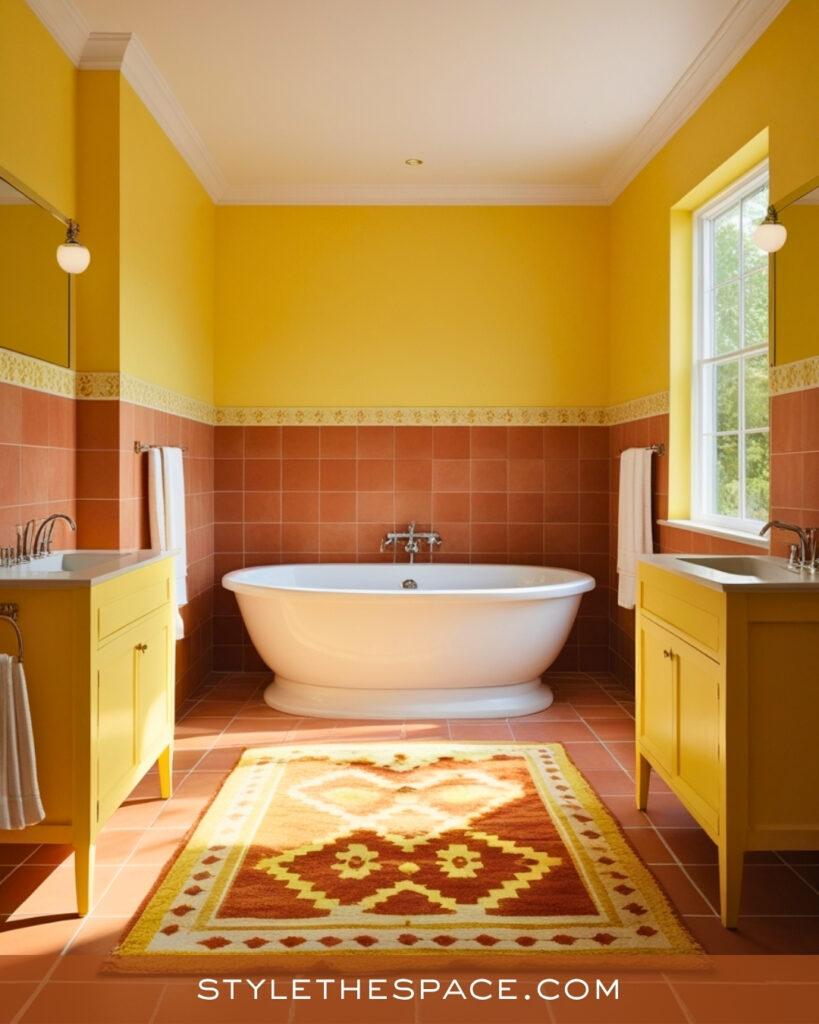 Terracotta and Yellow Bathroom With Bright Contrast