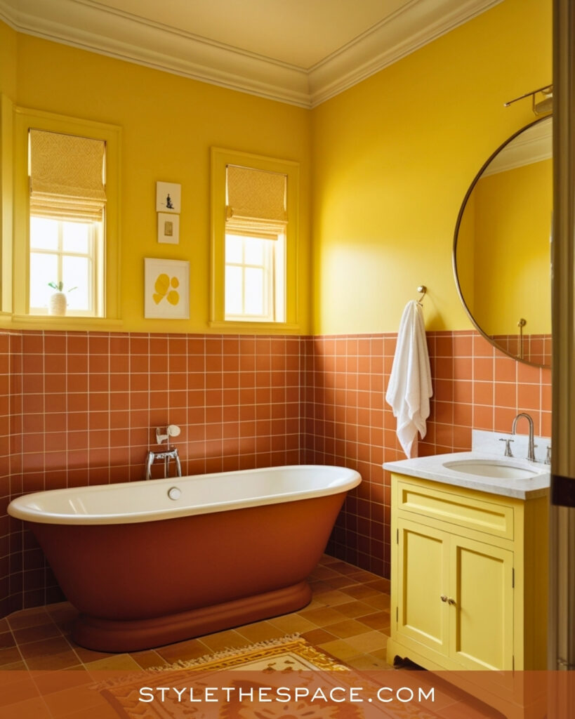 Terracotta and Yellow Bathroom With Bright Contrast