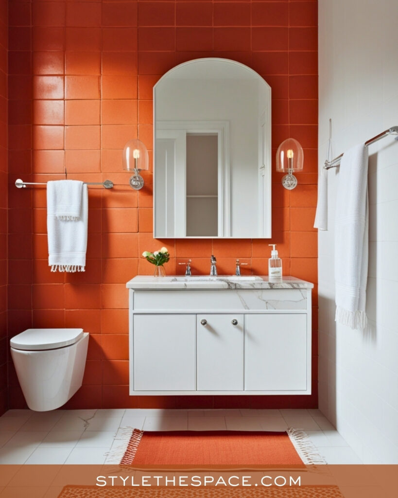 Terracotta Tile Bathroom With Crisp White Contrast