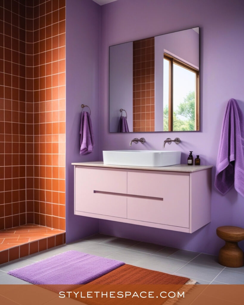 Terracotta and Lavender Bathroom Color Combo
