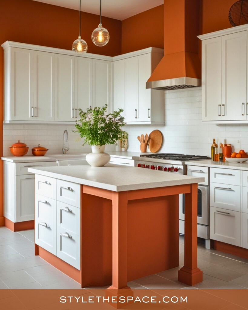 Modern Terracotta and White Kitchen Contrast