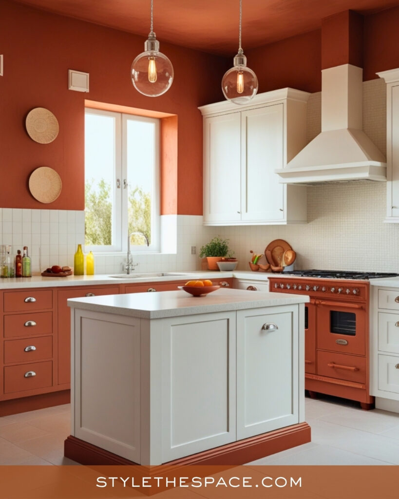 Modern Terracotta and White Kitchen Contrast