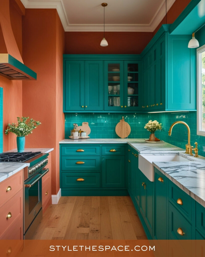 Terracotta and Teal Kitchen Color Combination