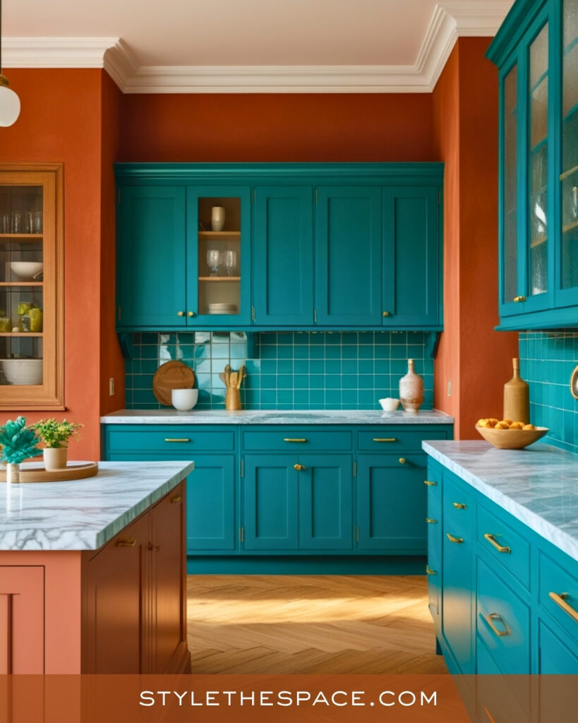 Terracotta and Teal Kitchen Color Combination