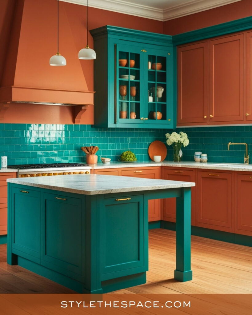 Terracotta and Teal Kitchen Color Combination