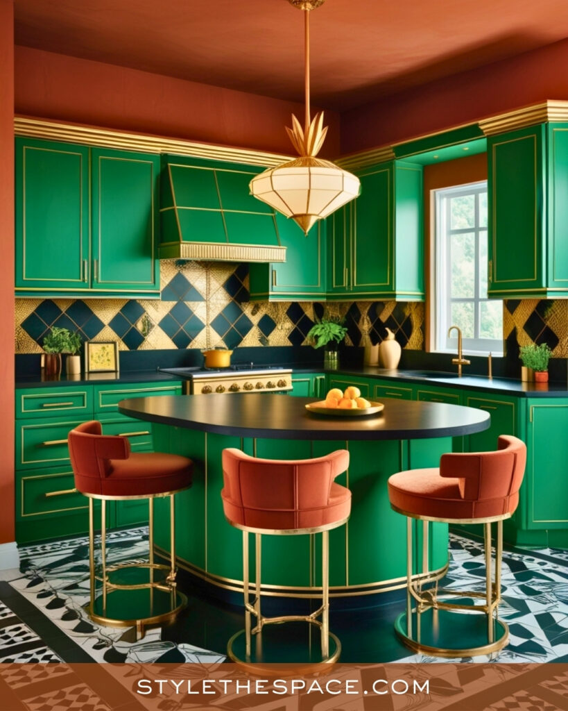 Terracotta and Emerald Green Statement Kitchen