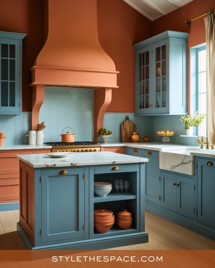 Terracotta and Powder Blue Kitchen Style
