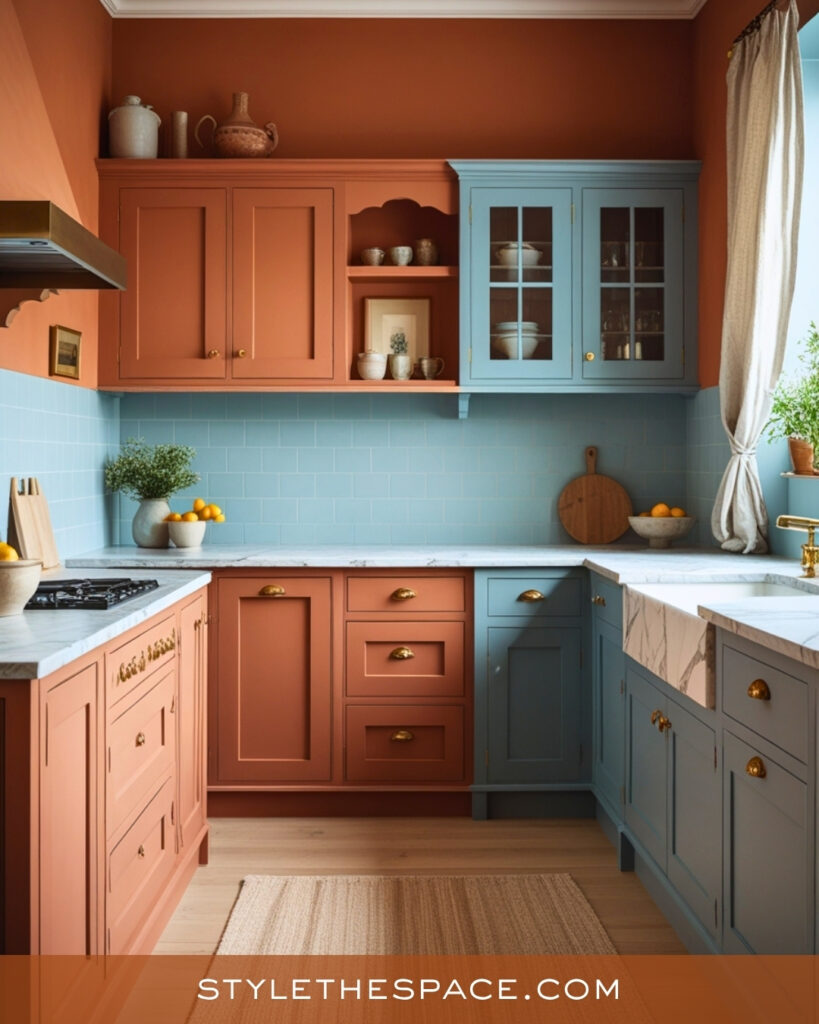 Terracotta and Powder Blue Kitchen Style