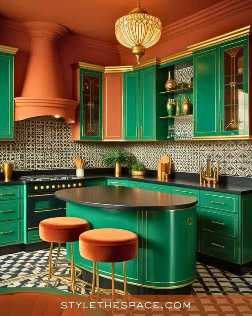 Terracotta and Emerald Green Statement Kitchen