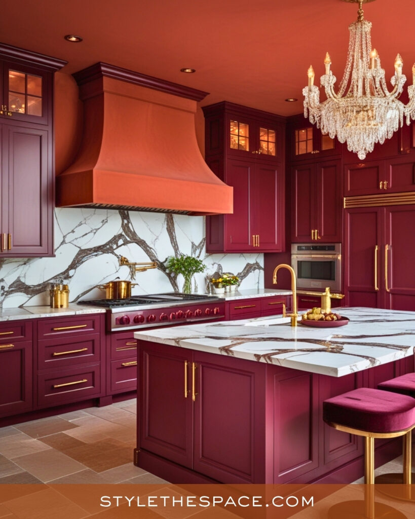 Terracotta and Burgundy Luxury Kitchen