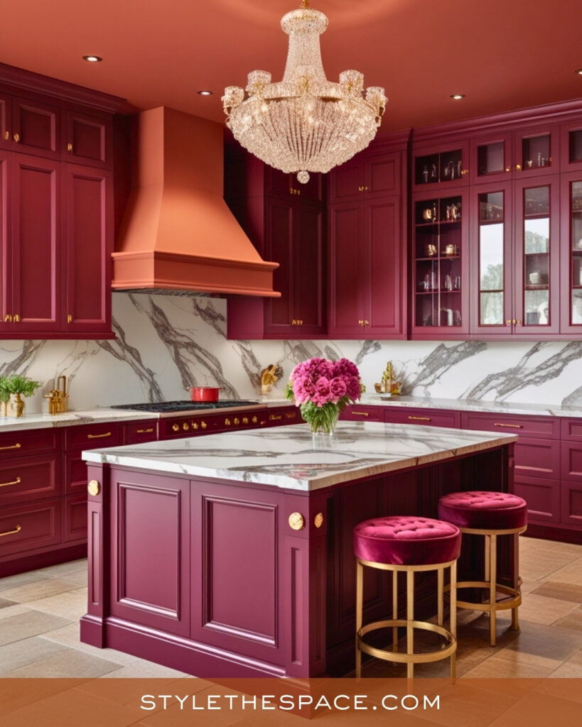 Terracotta and Burgundy Luxury Kitchen