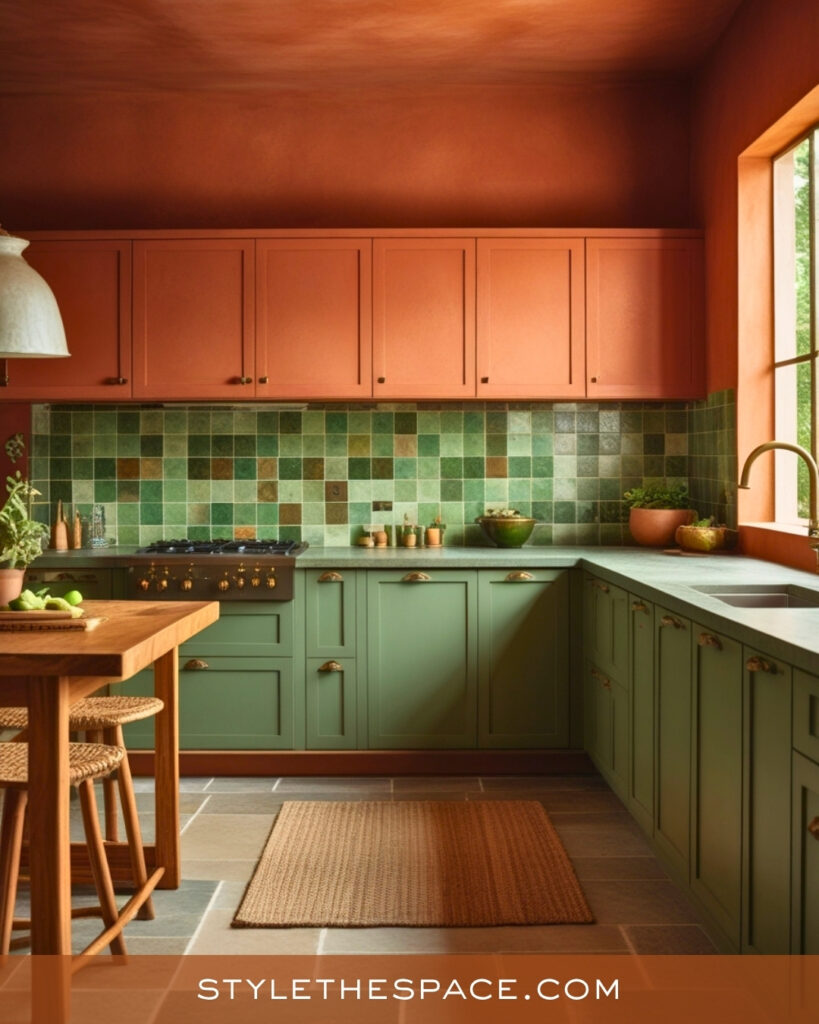 Terracotta and Moss Green Rustic Kitchen