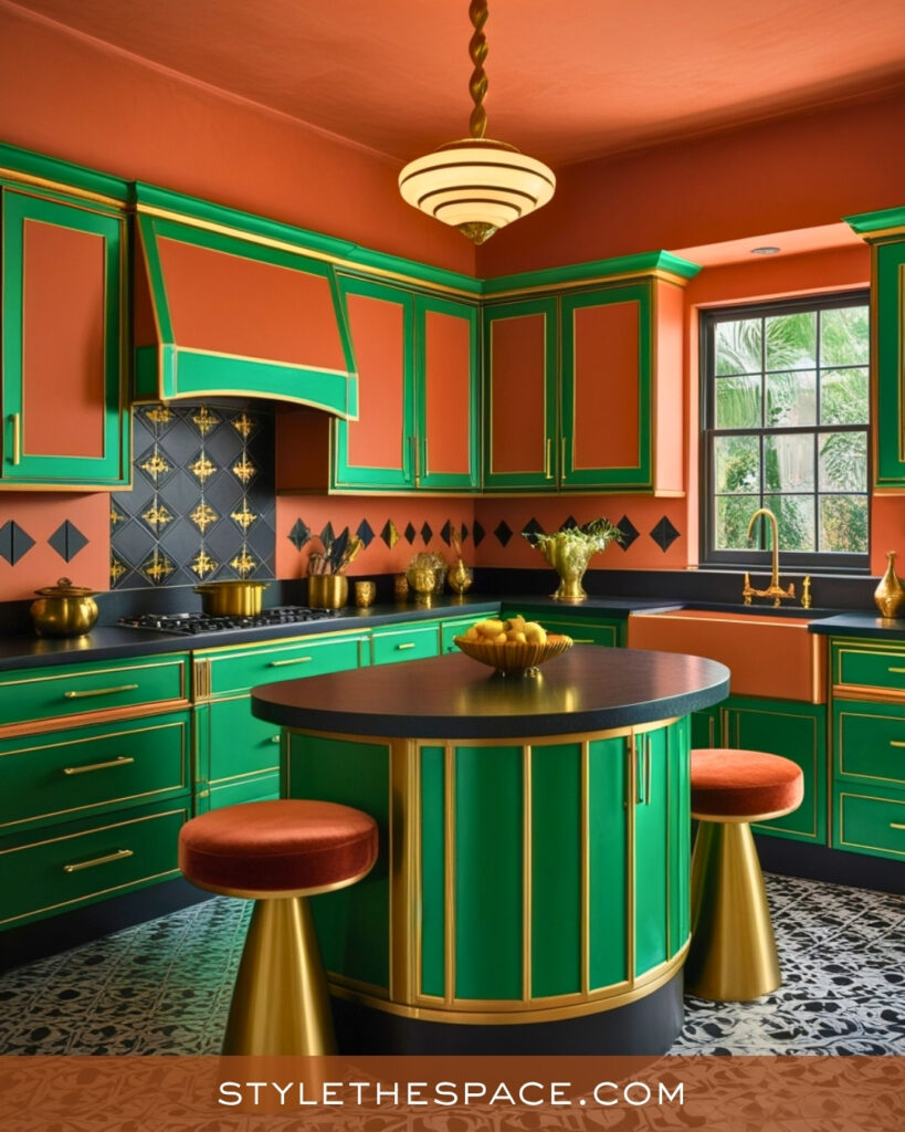 Terracotta and Emerald Green Statement Kitchen
