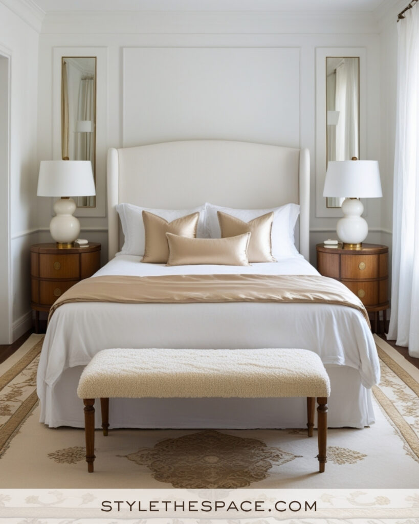 White Bedroom with Champagne Beige Accents
