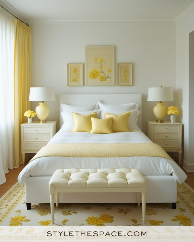 White Bedroom with Soft Butter Yellow Accents